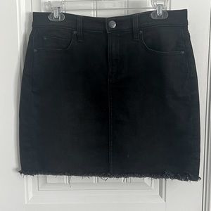 Loft Black Denim Wash Blue Jean Distressed Hem Mini Skirt Sz:4